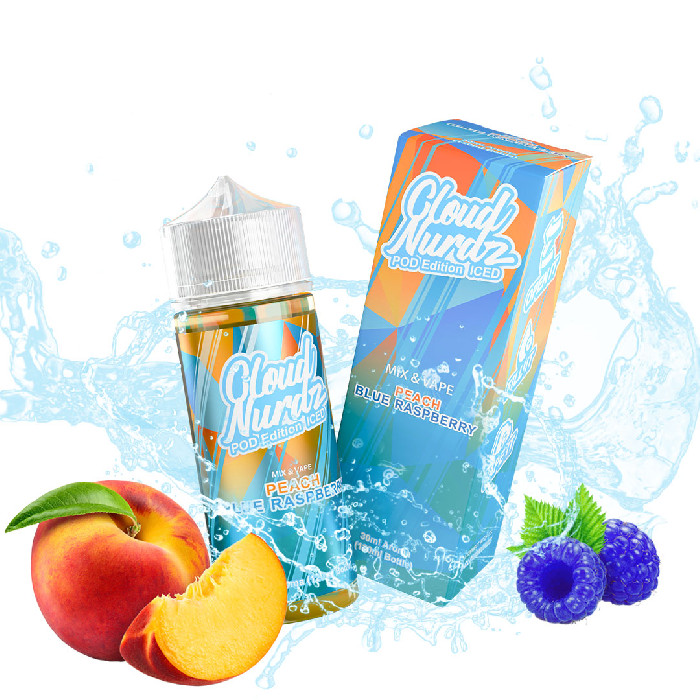 CLOUD NURDZ PEACH BLUE RASPBERRY ICED POD EDITION :: VapyBlinders ...